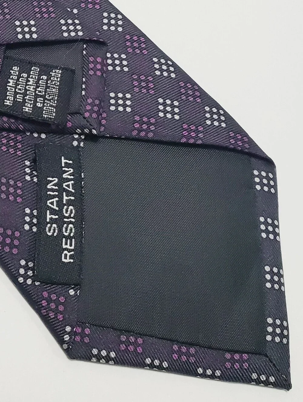 Van Heusen Boy's Silk Clip-on Neck Tie Purple Geometric Pattern Stain Resistant